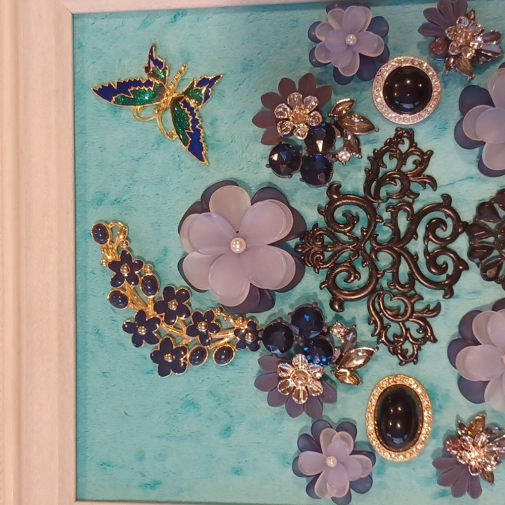 Floral and Butterfly Picture Art in an Off White Frame - Picture 5 of 7